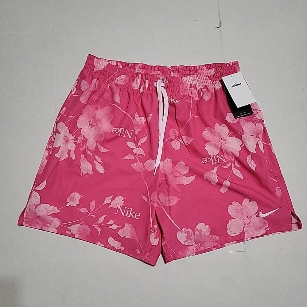 Nike Men's Fine Floral Volley Swim Short 7 Inch Pink swimwear XL